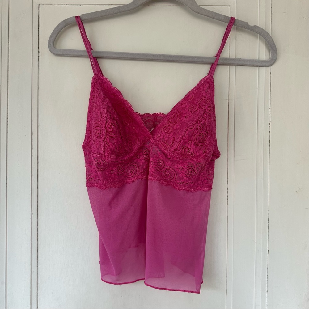 Pink lace tank top